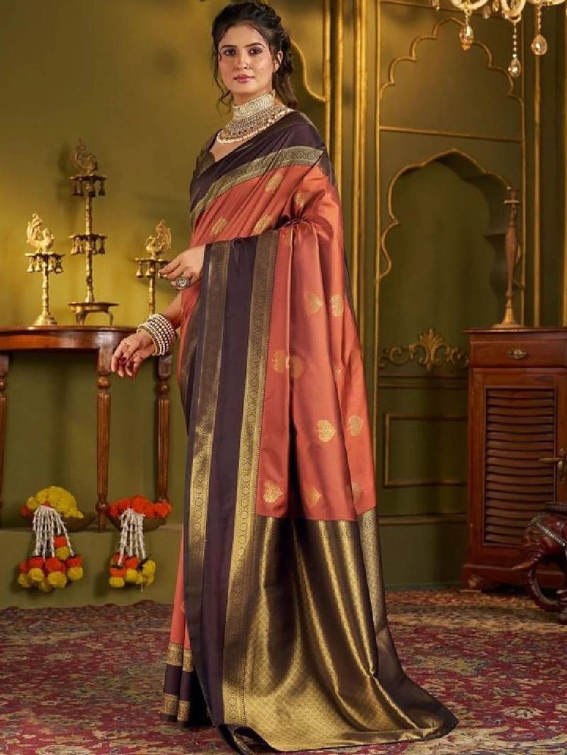 Woven design zari silk blend designer kanjeevaram saree