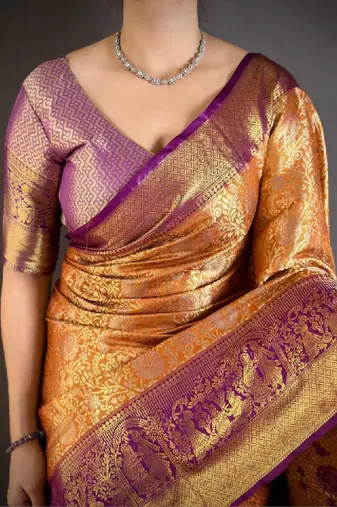 Woven design zari silk blend designer kanjeevaram saree