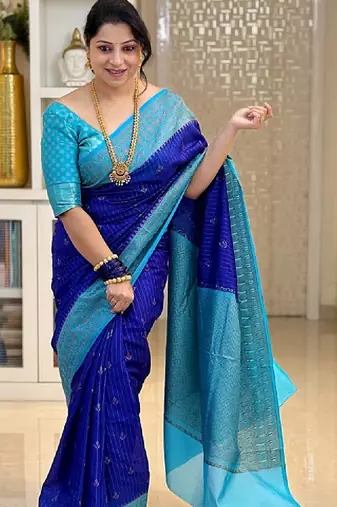 Woven design zari silk blend kanjeevaram saree