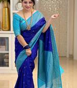 Woven design zari silk blend kanjeevaram saree
