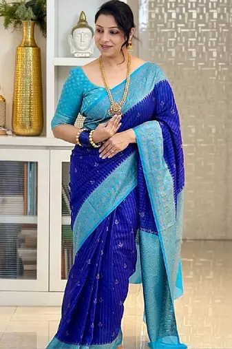 Woven design zari silk blend kanjeevaram saree