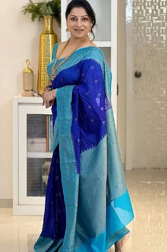 Woven design zari silk blend kanjeevaram saree