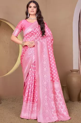 Woven design zari silk blend kanjeevaram saree