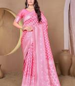 Woven design zari silk blend kanjeevaram saree
