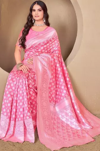 Woven design zari silk blend kanjeevaram saree