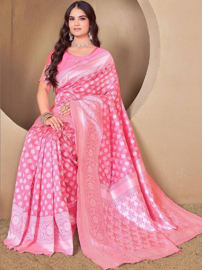 Woven design zari silk blend kanjeevaram saree