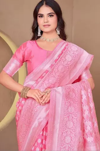 Woven design zari silk blend kanjeevaram saree