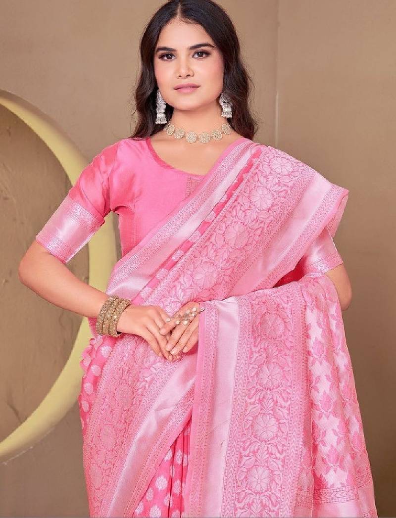 Woven design zari silk blend kanjeevaram saree