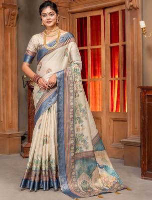 Ethnic motifs zari handloom kanjeevaram saree 1