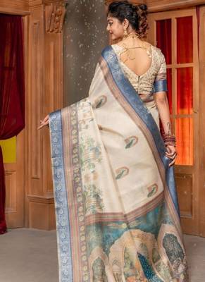 Ethnic motifs zari handloom kanjeevaram saree 2