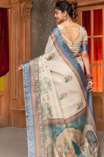 Ethnic motifs zari handloom kanjeevaram saree
