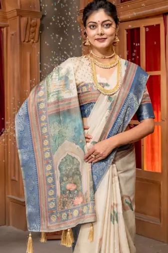 Ethnic motifs zari handloom kanjeevaram saree