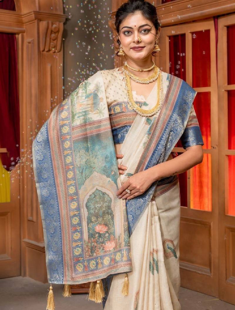 Ethnic motifs zari handloom kanjeevaram saree