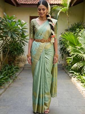 Woven design zari art silk designer kanjeevaram saree 1