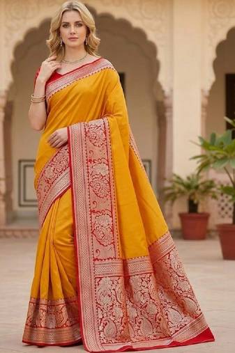 Woven design zari pure silk heavy work kanjeevaram saree