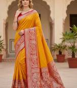 Woven design zari pure silk heavy work kanjeevaram saree