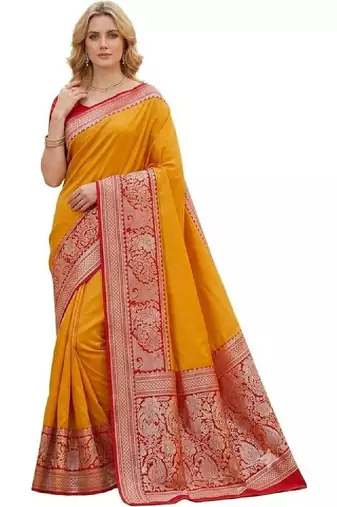 Woven design zari pure silk heavy work kanjeevaram saree