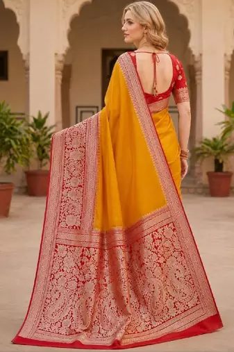 Woven design zari pure silk heavy work kanjeevaram saree