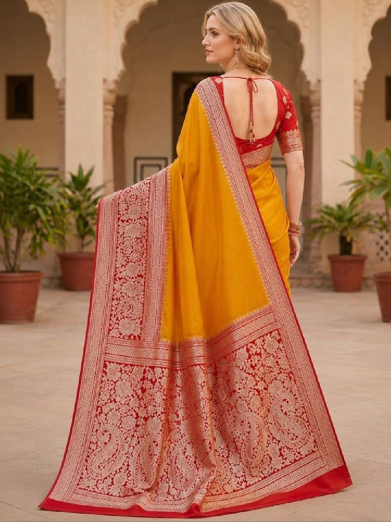 Woven design zari pure silk heavy work kanjeevaram saree