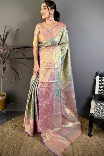 Woven design zari silk blend designer kanjeevaram saree