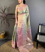 Woven design zari silk blend designer kanjeevaram saree