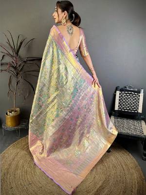 Woven design zari silk blend designer kanjeevaram saree 2