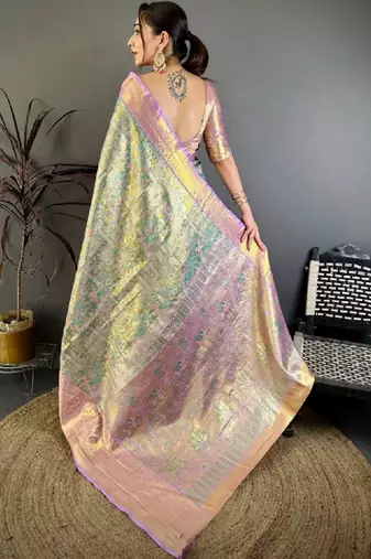 Woven design zari silk blend designer kanjeevaram saree