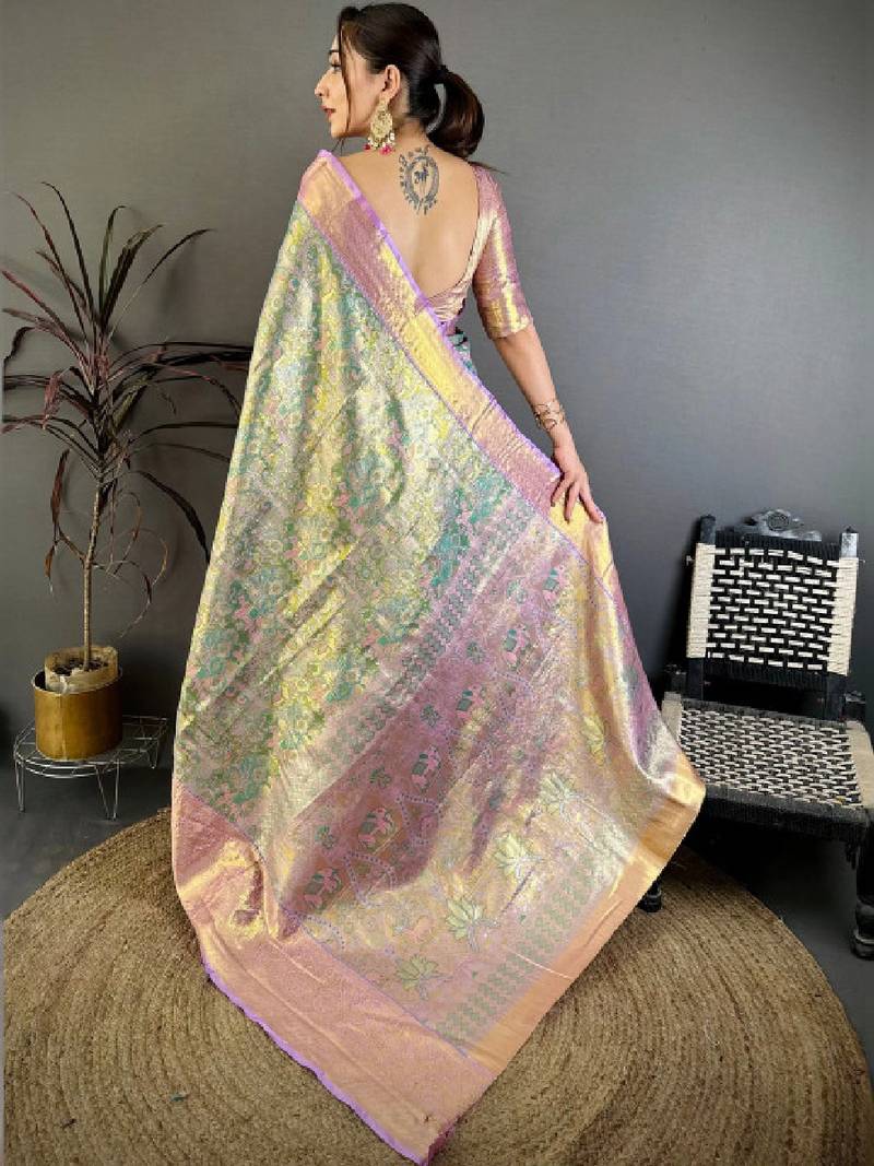 Woven design zari silk blend designer kanjeevaram saree