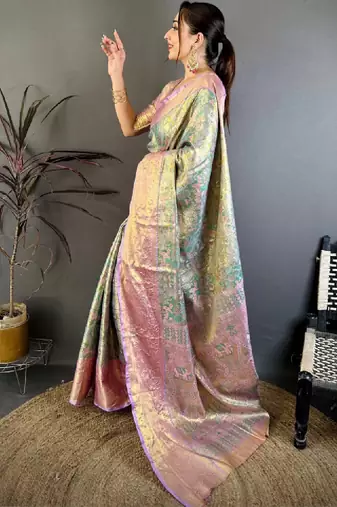 Woven design zari silk blend designer kanjeevaram saree