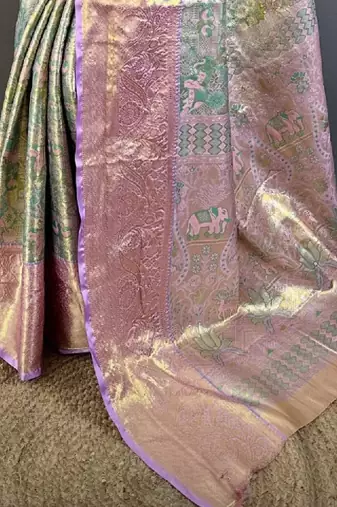 Woven design zari silk blend designer kanjeevaram saree