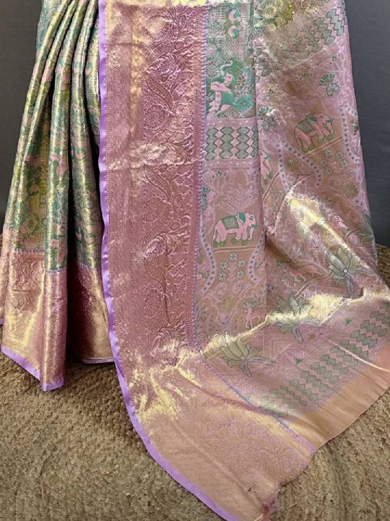 Woven design zari silk blend designer kanjeevaram saree