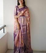 Floral zari silk blend handloom kanjeevaram saree