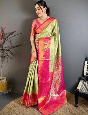 Woven design zari silk blend designer kanjeevaram saree 1