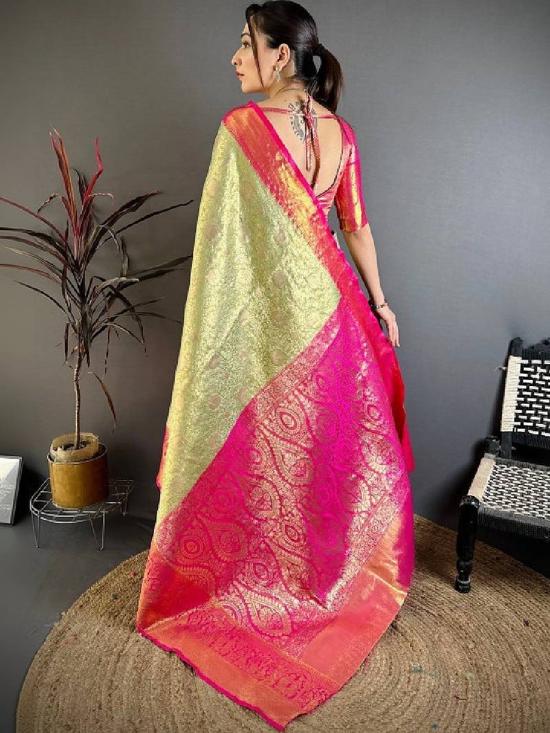 Woven design zari silk blend designer kanjeevaram saree