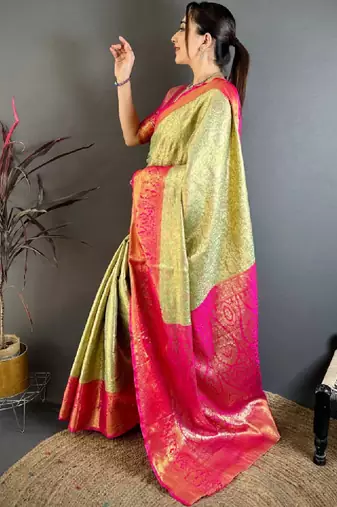 Woven design zari silk blend designer kanjeevaram saree