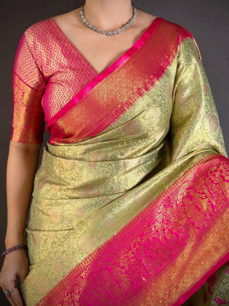 Woven design zari silk blend designer kanjeevaram saree