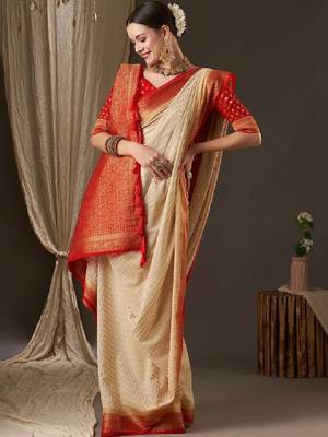 Woven design zari poly georgette designer kanjeevaram saree 1