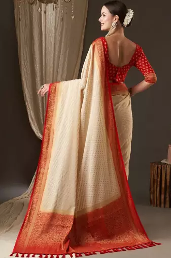 Woven design zari poly georgette designer kanjeevaram saree