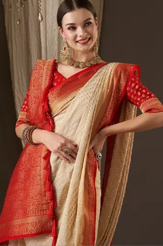 Woven design zari poly georgette designer kanjeevaram saree