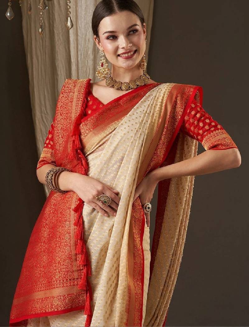 Woven design zari poly georgette designer kanjeevaram saree