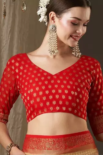 Woven design zari poly georgette designer kanjeevaram saree