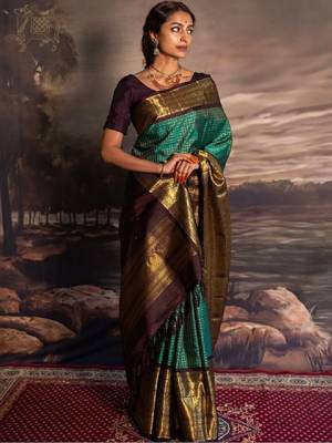 Woven design zari silk blend kanjeevaram saree 1