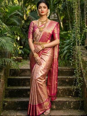 Woven design zari art silk handloom kanjeevaram saree 1