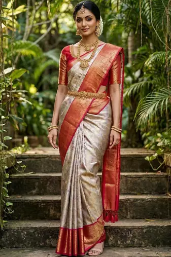Woven design zari art silk heavy work kanjeevaram saree