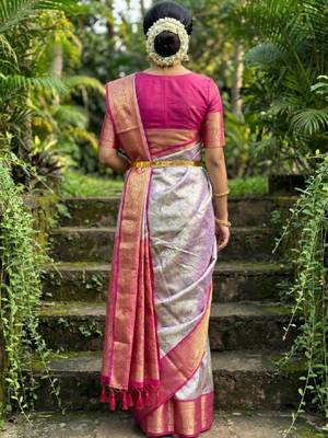 Woven design zari art silk heavy work kanjeevaram saree 2