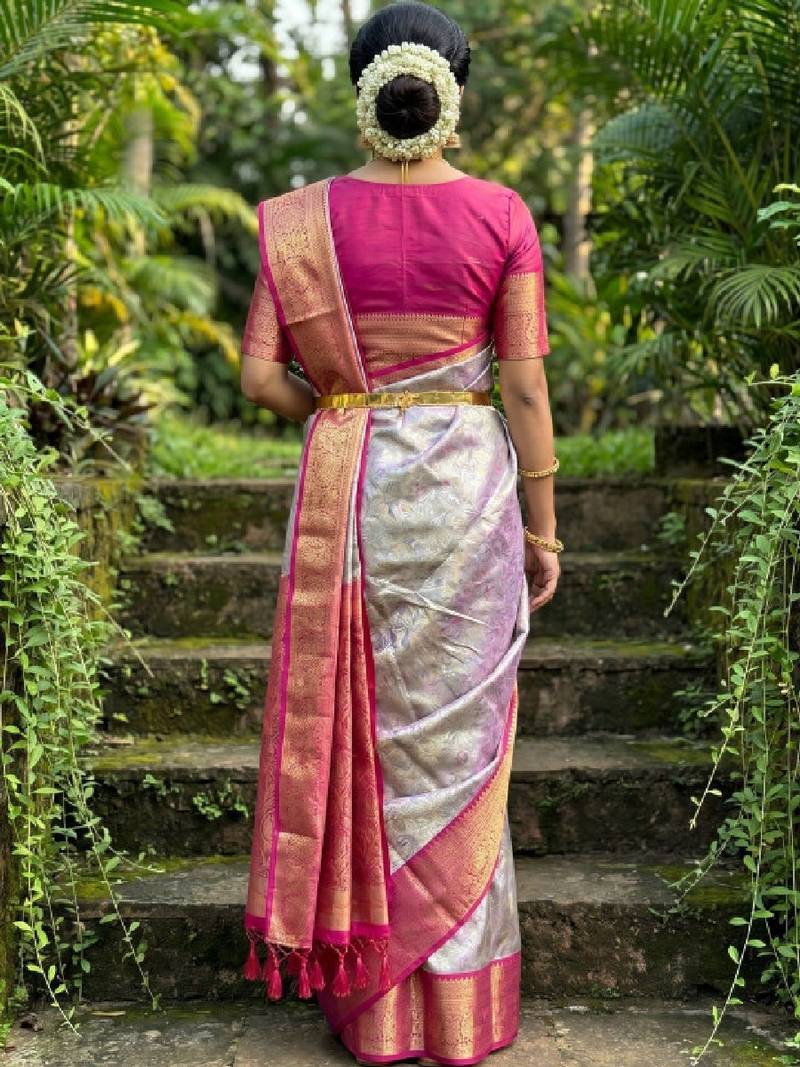 Woven design zari art silk heavy work kanjeevaram saree
