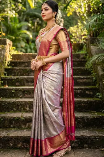 Woven design zari art silk heavy work kanjeevaram saree