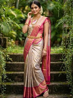 Woven design zari art silk heavy work kanjeevaram saree 4