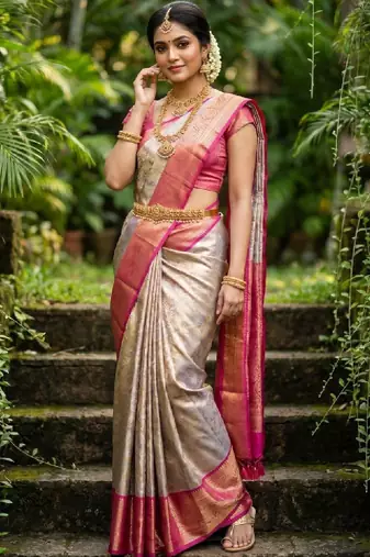Woven design zari art silk heavy work kanjeevaram saree