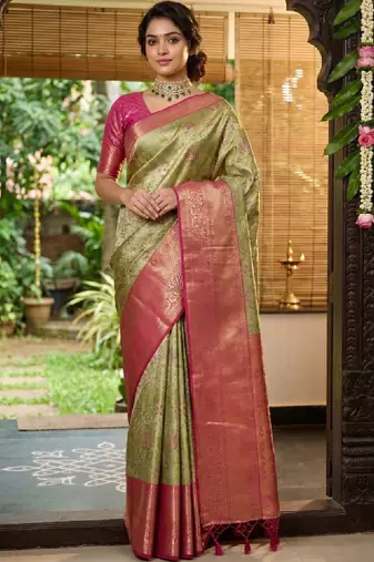 Floral zari art silk handloom kanjeevaram saree